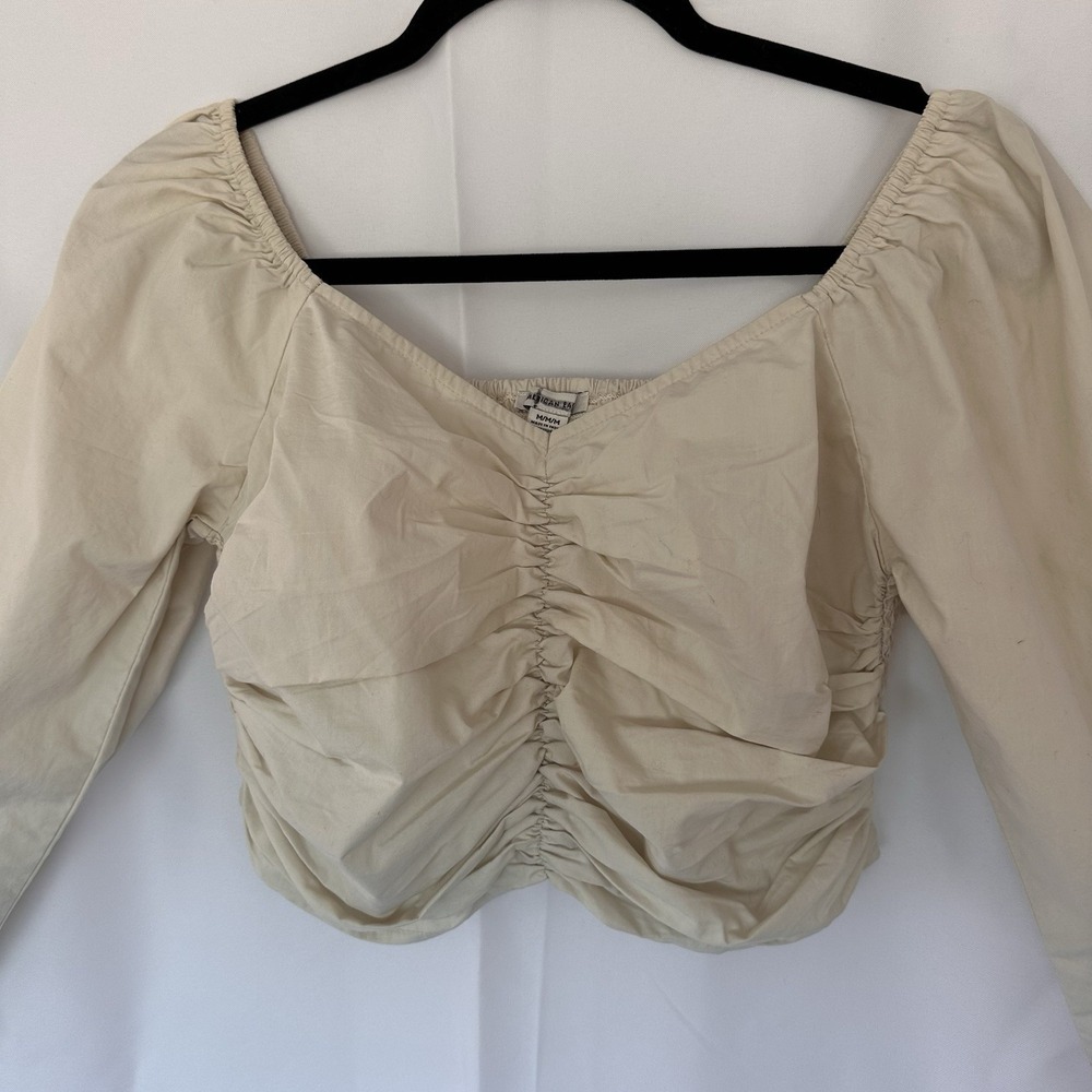 American Eagle Cottagecore Crop Top Size M Cream 100% Cotton Milkmaid Minimalist